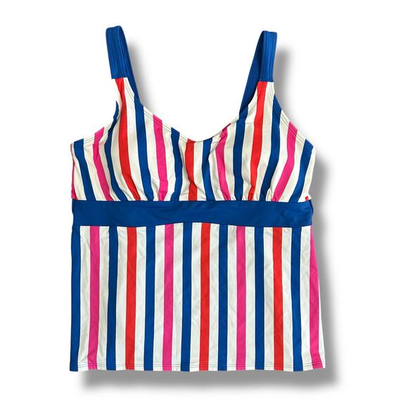 Lands’ End Stripe Tankini Top Size 16 – LYCRA® Xtra Life Supportive Swimwear - Picture 1 of 9